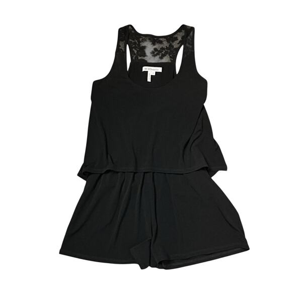 BCBGeneration Romper Womens Size S Black Lace Tank Overlay Delicate Stretch Poly - Picture 1 of 8